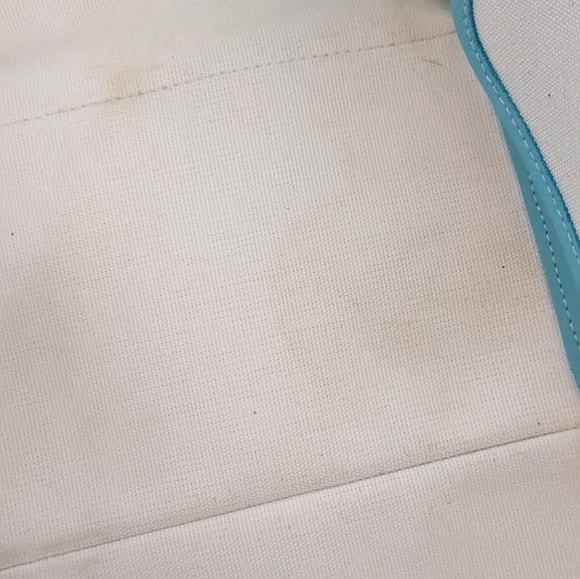 Tiffany blue and off white large leather and fabric tote with original dust bag - Picture 12 of 15